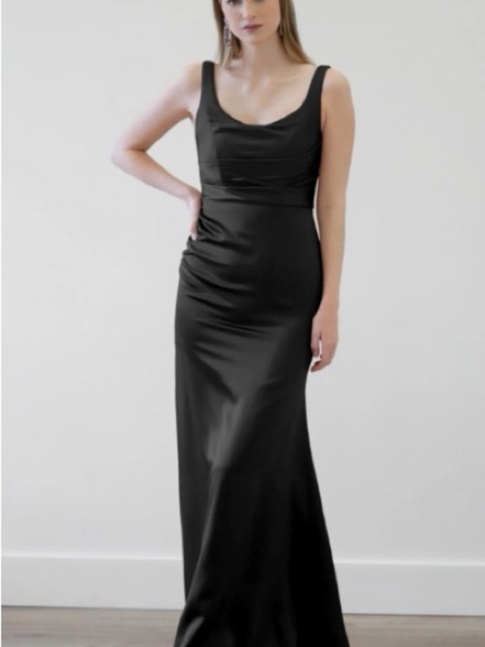 Elegant Black Satin Evening Dress